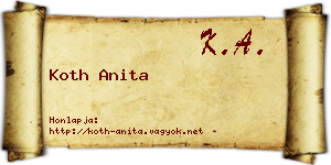 Koth Anita névjegykártya